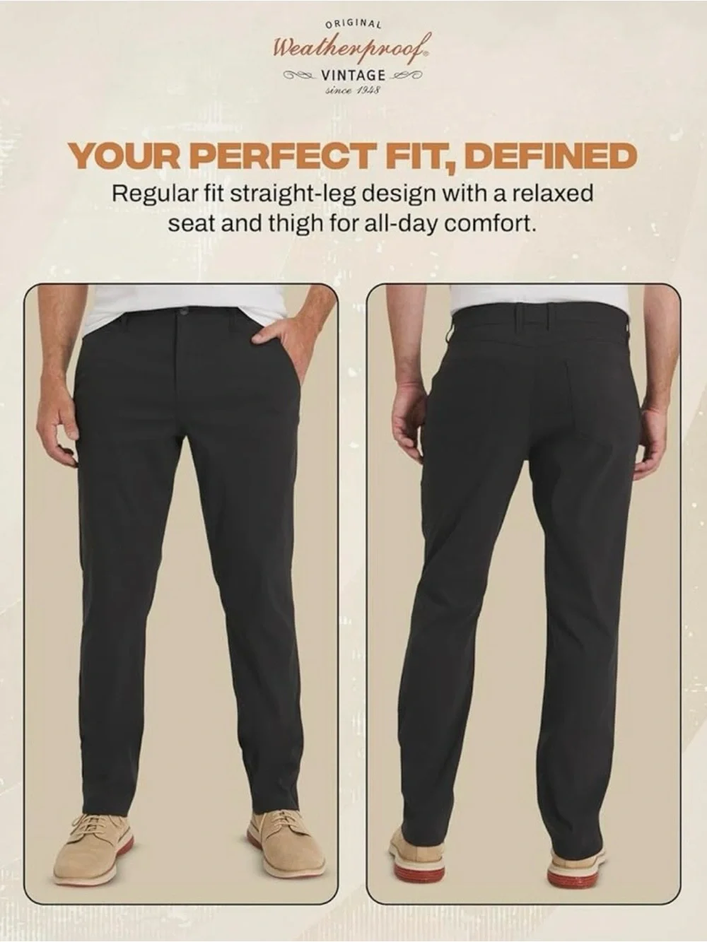 Weatherproof Gray Tech Straight-Fit Pants